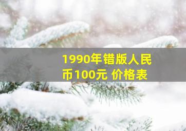 1990年错版人民币100元 价格表